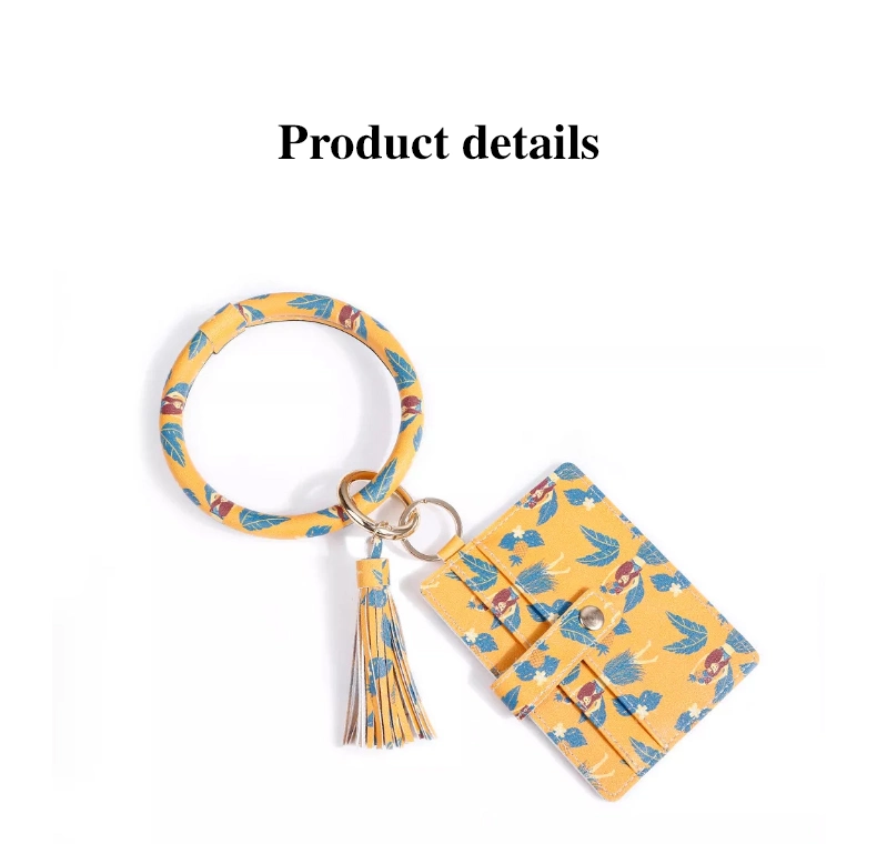 New Designer Women Wholesale Wallet ID Holder Tassel Bangle Keychain PU Leather Bracelet Credit Cards Holder Women′s Handbag