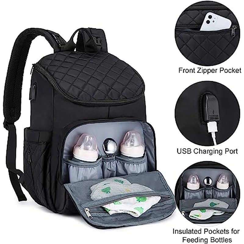 Portable Waterproof Style Diaper Bag with Changing Pad for Boys Girls